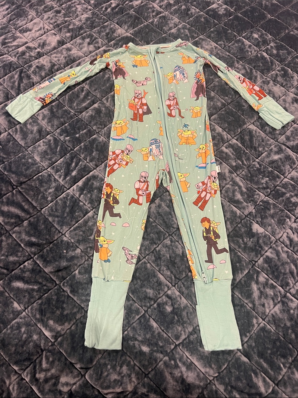 Kids Little Sleepies Mint Green Star Wars Character One-Piece Pajamas